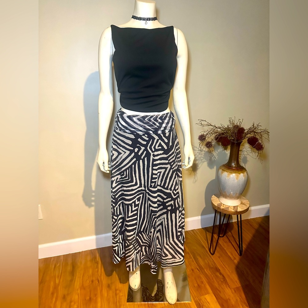 FUZZI mesh zebra print long maxi skirt size S